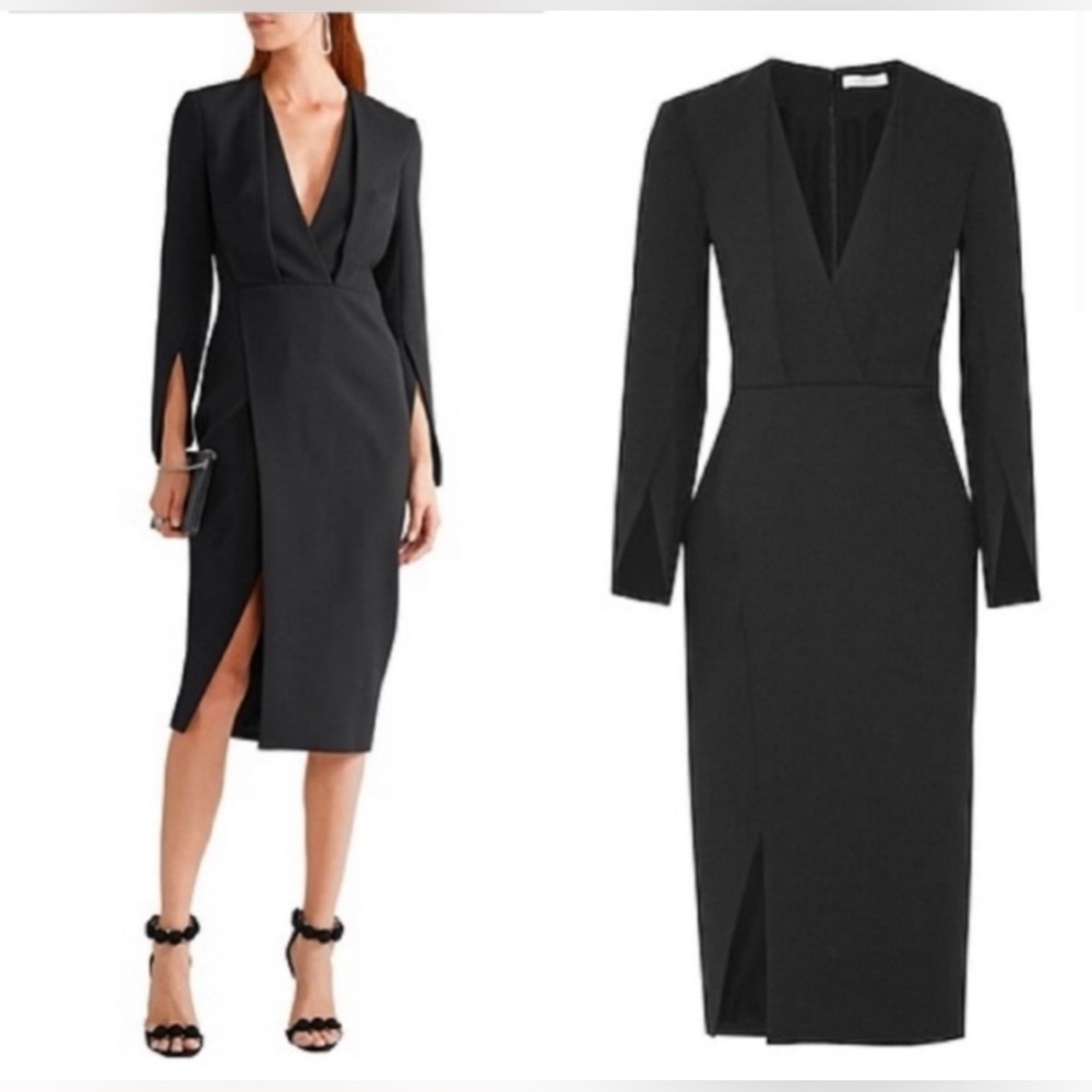 Protagonist Midi Dress V Neck Black Size 2 NWT